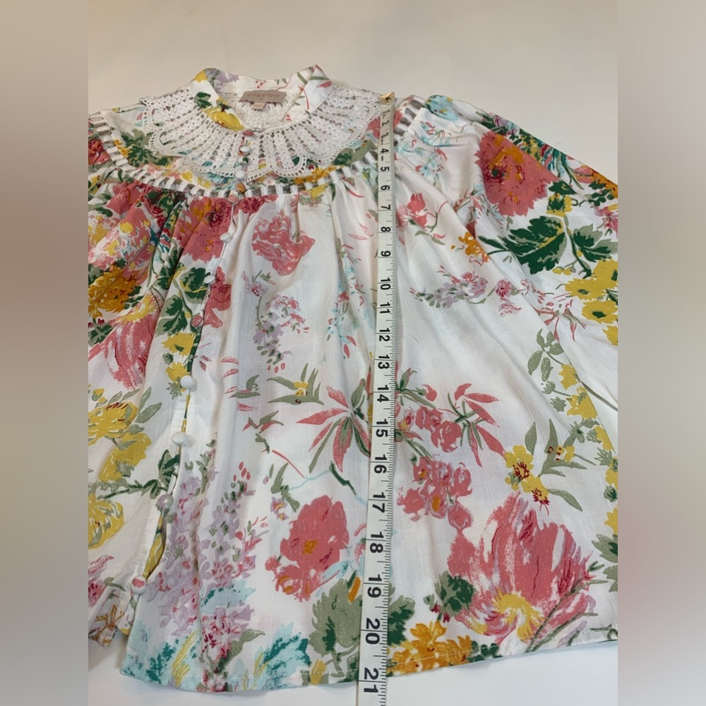 Ciebon Patchwork Dreams Blouse size small puffed long sleeves oversized (S) - Picture 8 of 16